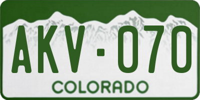 CO license plate AKV070