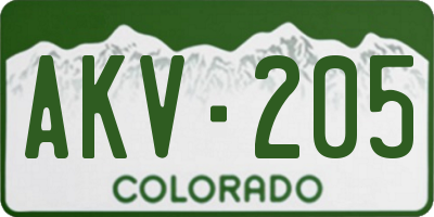 CO license plate AKV205