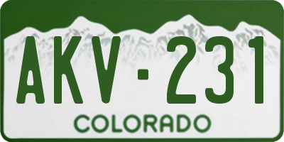 CO license plate AKV231