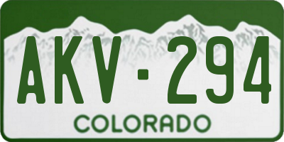 CO license plate AKV294