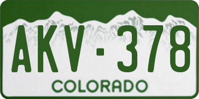 CO license plate AKV378