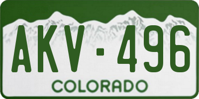 CO license plate AKV496