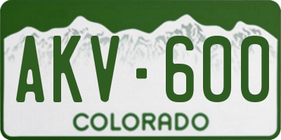 CO license plate AKV600