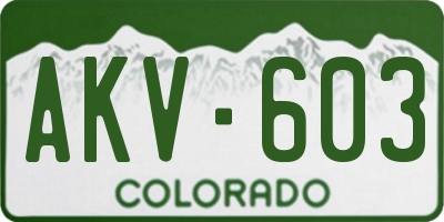 CO license plate AKV603