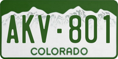 CO license plate AKV801