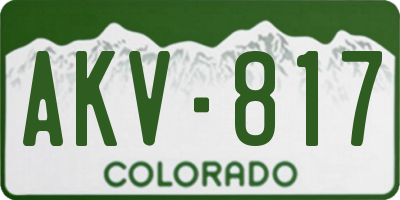 CO license plate AKV817