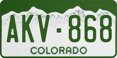 CO license plate AKV868