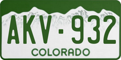 CO license plate AKV932