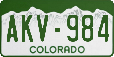 CO license plate AKV984