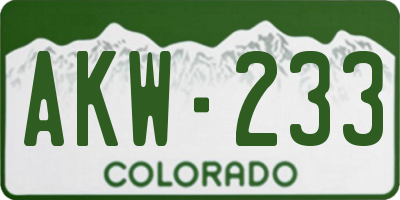 CO license plate AKW233