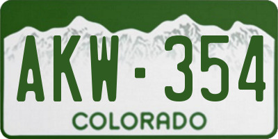 CO license plate AKW354