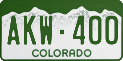 CO license plate AKW400