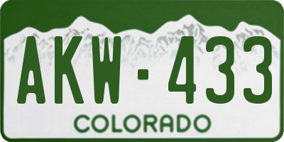 CO license plate AKW433