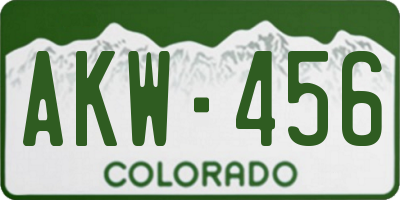 CO license plate AKW456