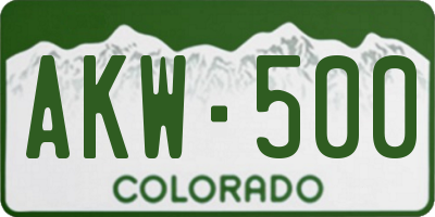 CO license plate AKW500