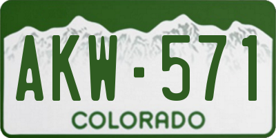 CO license plate AKW571