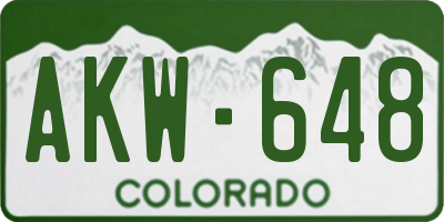 CO license plate AKW648
