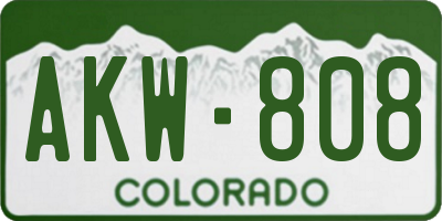 CO license plate AKW808