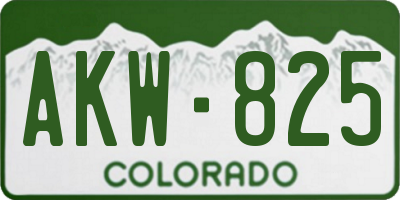 CO license plate AKW825