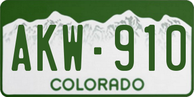 CO license plate AKW910
