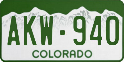 CO license plate AKW940