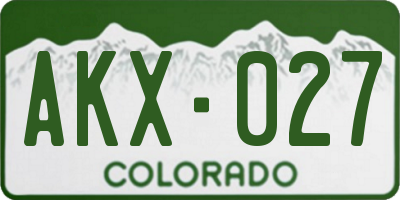 CO license plate AKX027