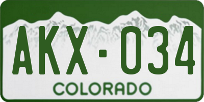 CO license plate AKX034
