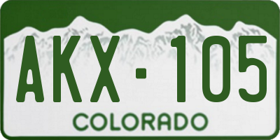 CO license plate AKX105