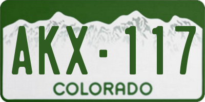 CO license plate AKX117