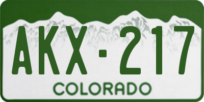 CO license plate AKX217