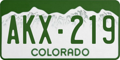 CO license plate AKX219