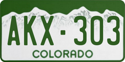 CO license plate AKX303