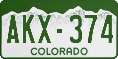CO license plate AKX374