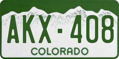 CO license plate AKX408