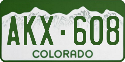CO license plate AKX608