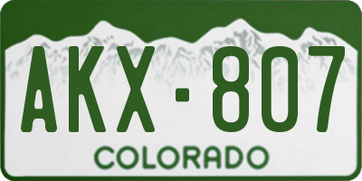 CO license plate AKX807