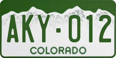 CO license plate AKY012