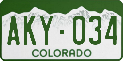 CO license plate AKY034