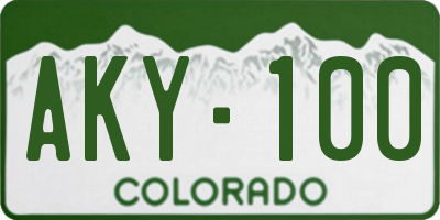 CO license plate AKY100