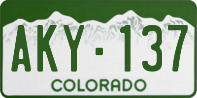 CO license plate AKY137