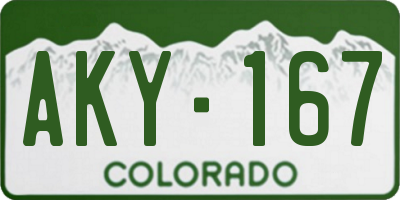 CO license plate AKY167