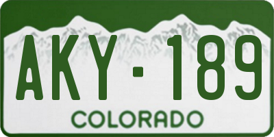 CO license plate AKY189