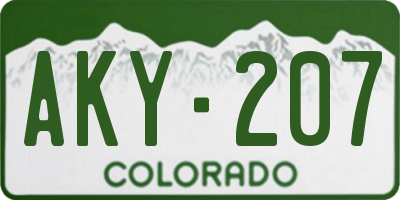 CO license plate AKY207