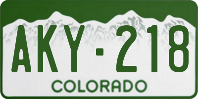 CO license plate AKY218