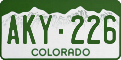 CO license plate AKY226