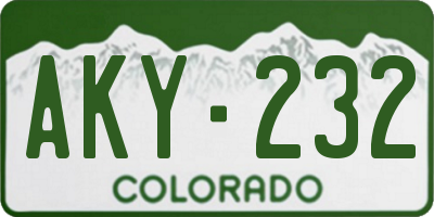 CO license plate AKY232