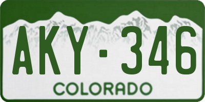 CO license plate AKY346
