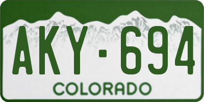 CO license plate AKY694