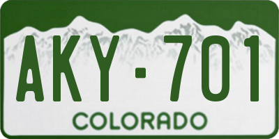 CO license plate AKY701