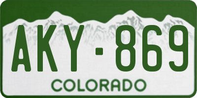 CO license plate AKY869